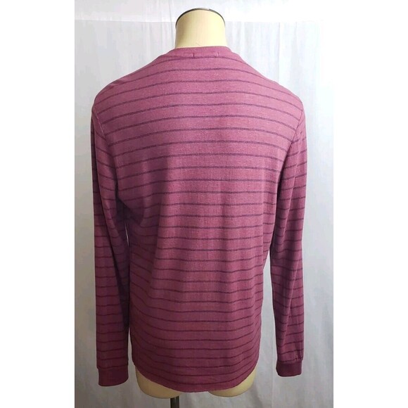 Marine Layer Henley Shirt Large Rhubarb Striped Double Knit Dad Nerd Preppy - Picture 2 of 7